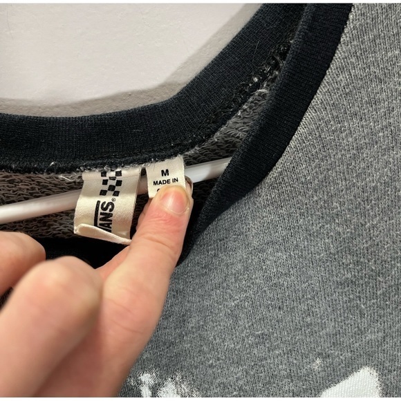 Vans Women’s Grey Black Fangs Rawr Graphic Design Pullover Sweatshirt - Picture 6 of 11